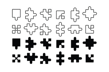 
Puzzle piece element collection. jigsaw puzzle pieces silhouette. Set of game puzzles. Perfect jigsaw puzzle vector for concept illustrations
