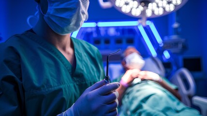 A close-up shot of a surgeon about to start the surgery. ai generative