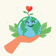 Save the planet earth, Hand holding the earth for environmental protection, environment day concept.