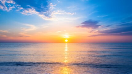 Naklejka premium Serene Ocean Sunset Sky Colorful Horizon