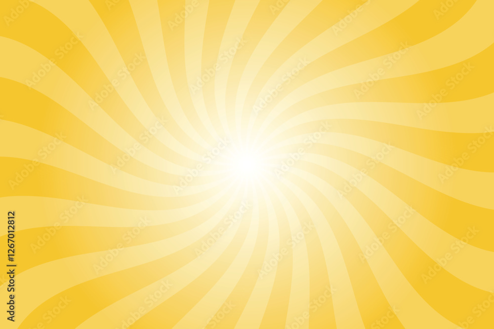 Poster Abstract orange background with rays retro starburst rays. Saffron orange sunburst background vector illustration pattern beam rays. Spiral radial striped backdrop. Vector illustration.