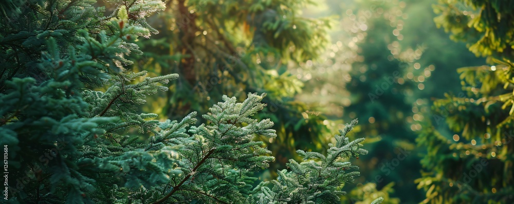 Poster a forest with many trees and a few bushes