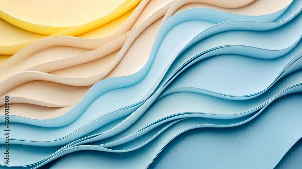 Poster waves of color create a vibrant coastal experience through layered abstract design celebrating summe