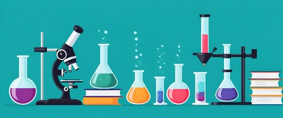 "Lab Life: Minimalist Illustration of a Scientific Workspace in Action"