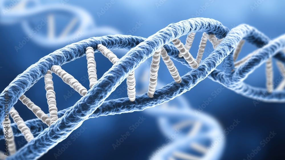 Poster 3d rendering of a dna molecule with an abstract background showcasing genetic structure