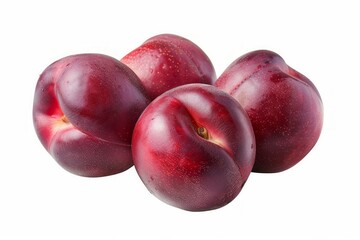 Obraz premium Few ripe plums on white background. AI image
