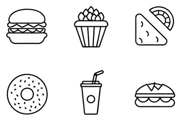 Unhealthy meal affects your long term wellness line art