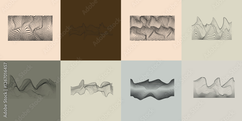 Poster art composition with lines in circle and semi circle shapes .modern art design .neutral color stripe