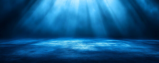 Blue underwater scene, light rays, dark background