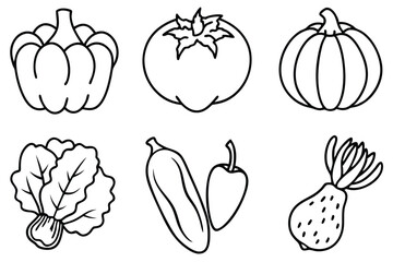 Vegetable Collection Discover Flavorful Varieties and More Line Art