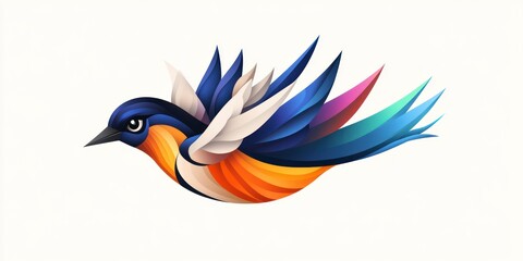 Naklejka premium A swallow bird gracefully soars through the sky, displaying bright feathers and showcasing its agility while symbolizing the arrival of spring