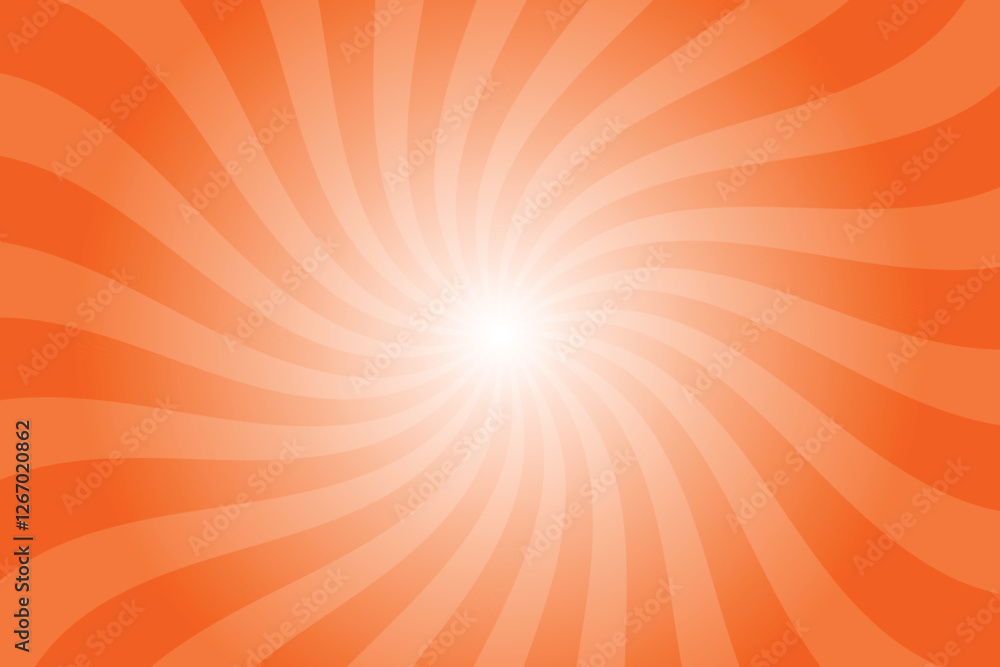 Aufkleber Abstract orange background with rays retro starburst rays. Vivid orange sunburst background vector illustration pattern beam rays. Spiral radial striped backdrop. Vector illustration.
