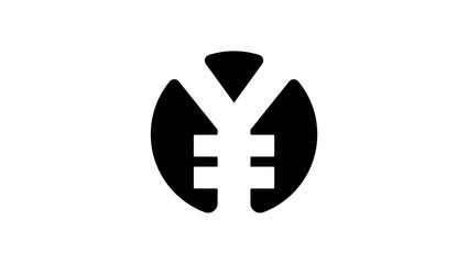 Japanese currency logo , black isolated silhouette