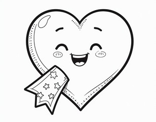 Happy Heart with Stars Cartoon Illustration - Cute Kawaii Design