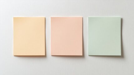 Pastel sticky notes on white background, office supplies
