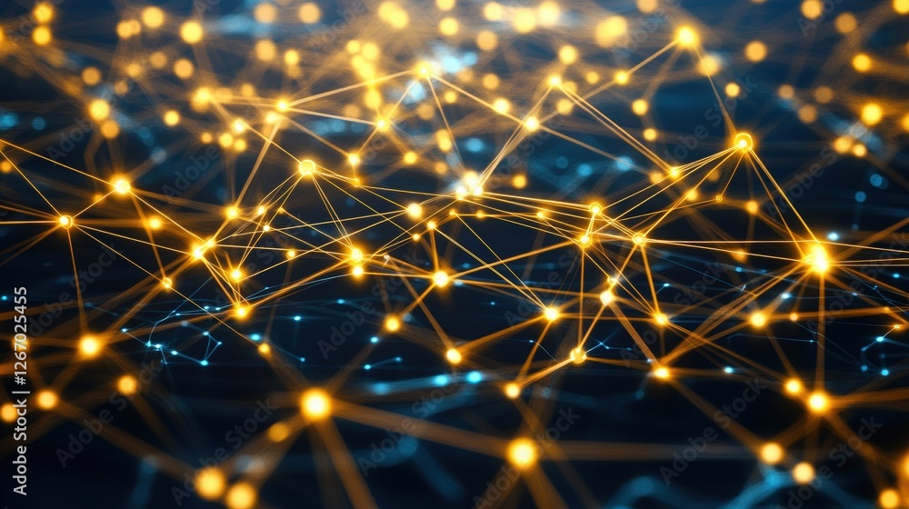 Poster abstract technology lines background with yellow lights on a dark background for design and creative