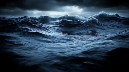 Dark Ocean Waves Under a Stormy Sky