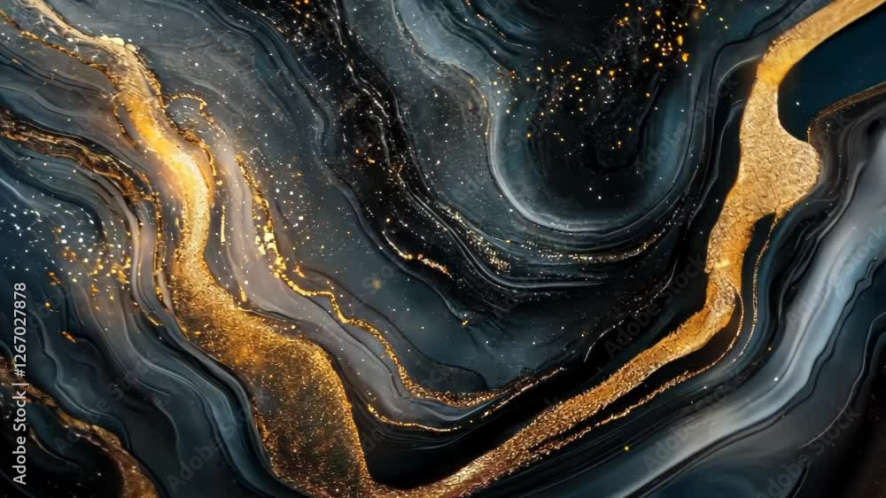 Aufkleber captivating swirling patterns of black and gold create a mesmerizing abstract landscape that's hard 