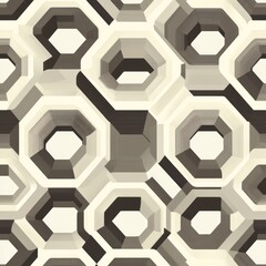 Octagon Abstract Pattern Retro geometric seamless design with neutral hues for backgrounds & textiles