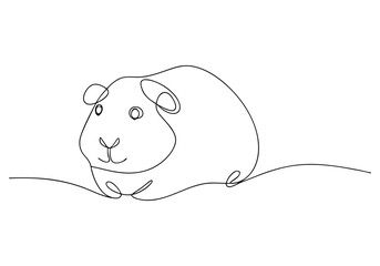 Continuous One Line Guinea Pig | Minimalist Pet Vector Illustration