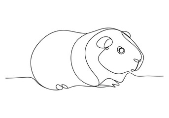 Continuous One Line Guinea Pig | Minimalist Pet Vector Illustration