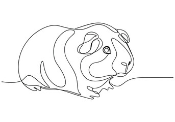 Continuous One Line Guinea Pig | Minimalist Pet Vector Illustration