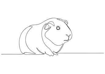 Continuous One Line Guinea Pig | Minimalist Pet Vector Illustration