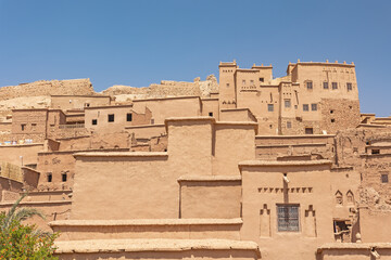 Clay houses at city of Ait Benhaddou, Morocco.  Horizontally. 