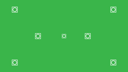 Green screen background, VFX motion tracking markers. Art design green screen backdrop template. Abstract concept video footage replacement tracking markers element.	