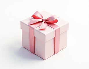 Obraz premium Pink Gift Box with Ribbon Bow - Elegant Present Mockup