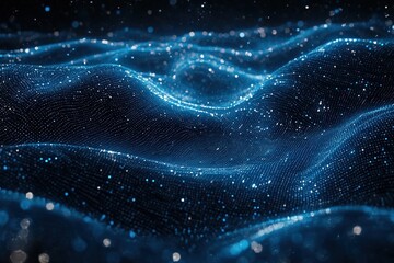 Fototapeta premium Abstract blue digital wave, dark background, technology concept