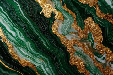Green and gold malachite agate pattern background for creative designs