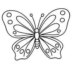 Butterfly line art suitable for coloring books, educational materials, logos, and decorative design projects. Simple blackline design for versatile use
