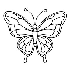 Butterfly line art suitable for coloring books, educational materials, logos, and decorative design projects. Simple blackline design for versatile use