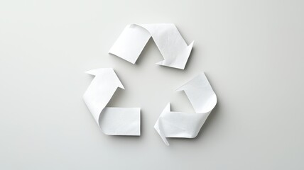Obraz premium Climate Change and global warming and Conservation. Recycling symbol made of paper strips on a light background.