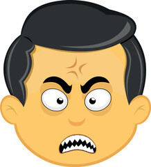 vector illustration yellow emoji character male, fury expression with a vein in his head and sharp teeth