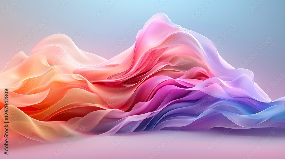 Aufkleber abstract colorful waves: a mesmerizing abstract image featuring vibrant waves of pastel colors, crea