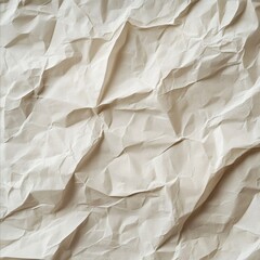 Obraz premium Crumpled beige paper texture with various folds and shadows created by light. Generative AI