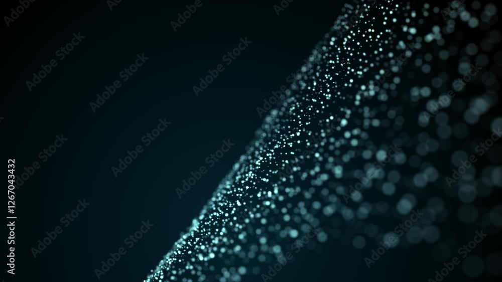  digital background with movement of glowing particles. complex technologies of big data. 3d renderin
