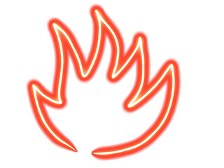 Fire flame neon icon in transparent background PNG