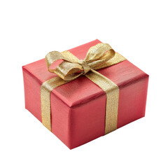 red gift box with golden ribbon, perfect for celebrations and special occasions. This beautifully wrapped present adds festive touch to any event