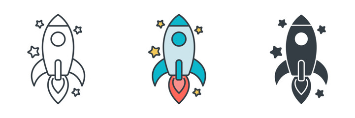 Rocket icon symbol vector illustration isolated on white background