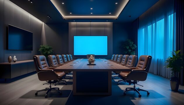 A High-tech conference and board meeting room with full of Audio-visual aids