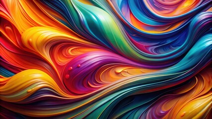 Obraz premium A vibrant swirl of chromatic hues, a dynamic display of multicolored paint in motion, creating an abstract masterpiece of flowing color and texture