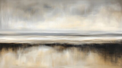 Obraz premium Abstract Landscape Painting in Earthy Tones
