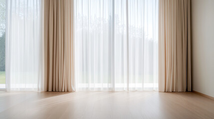 Natural light streaming through sheer curtains modern home interior photography bright and serene environment indoor viewpoint