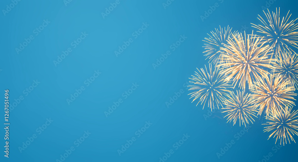 Aufkleber bright fireworks explode on a blue canvas, providing a lively display with generous copy space avail