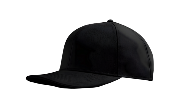 Blank black snapback hat mockup side view