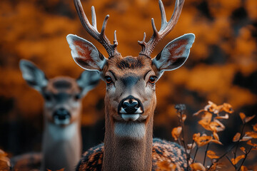 Majestic Deer Stare, An Autumnal Encounter in the Heart of the Wilderness