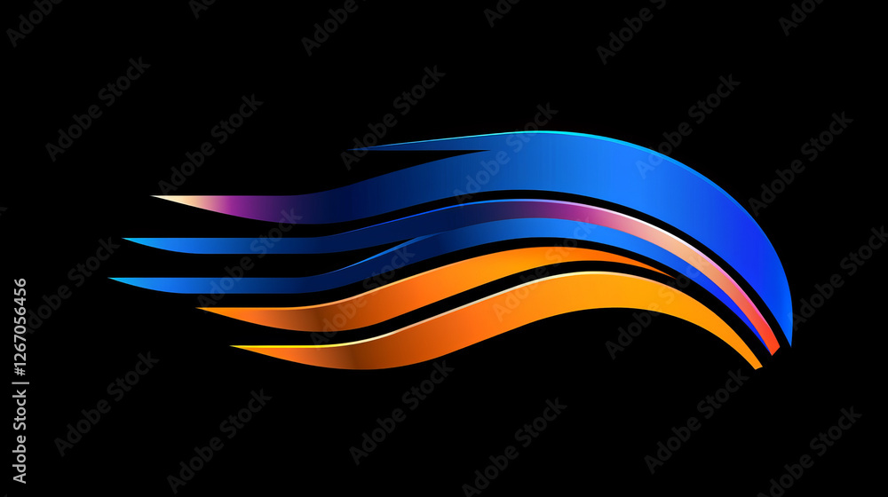 Aufkleber abstract flow design: an abstract design with bold lines and vibrant gradients of orange, blue and p